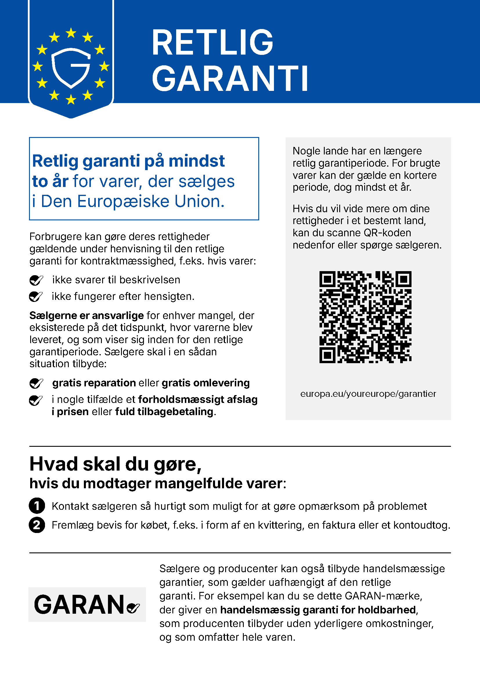 EU-meddelelse om forbrugerens lovbestemte rettigheder ved mangler